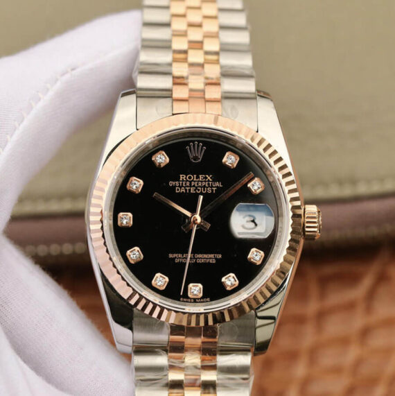 GM Factory Rolex Datejust 116231 Diamond Black Dial - 1:1 Best Edition Replica Watches