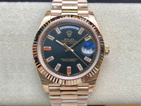 EW Factory Rolex Day Date Rose Gold Strap - 1:1 Best Edition Replica Watches