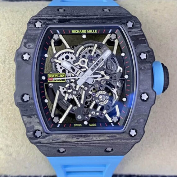 T+ Factory Richard Mille RM35-02 NTPT Carbon Fiber Case Rubber Strap - 1:1 Best Edition Replica Watches